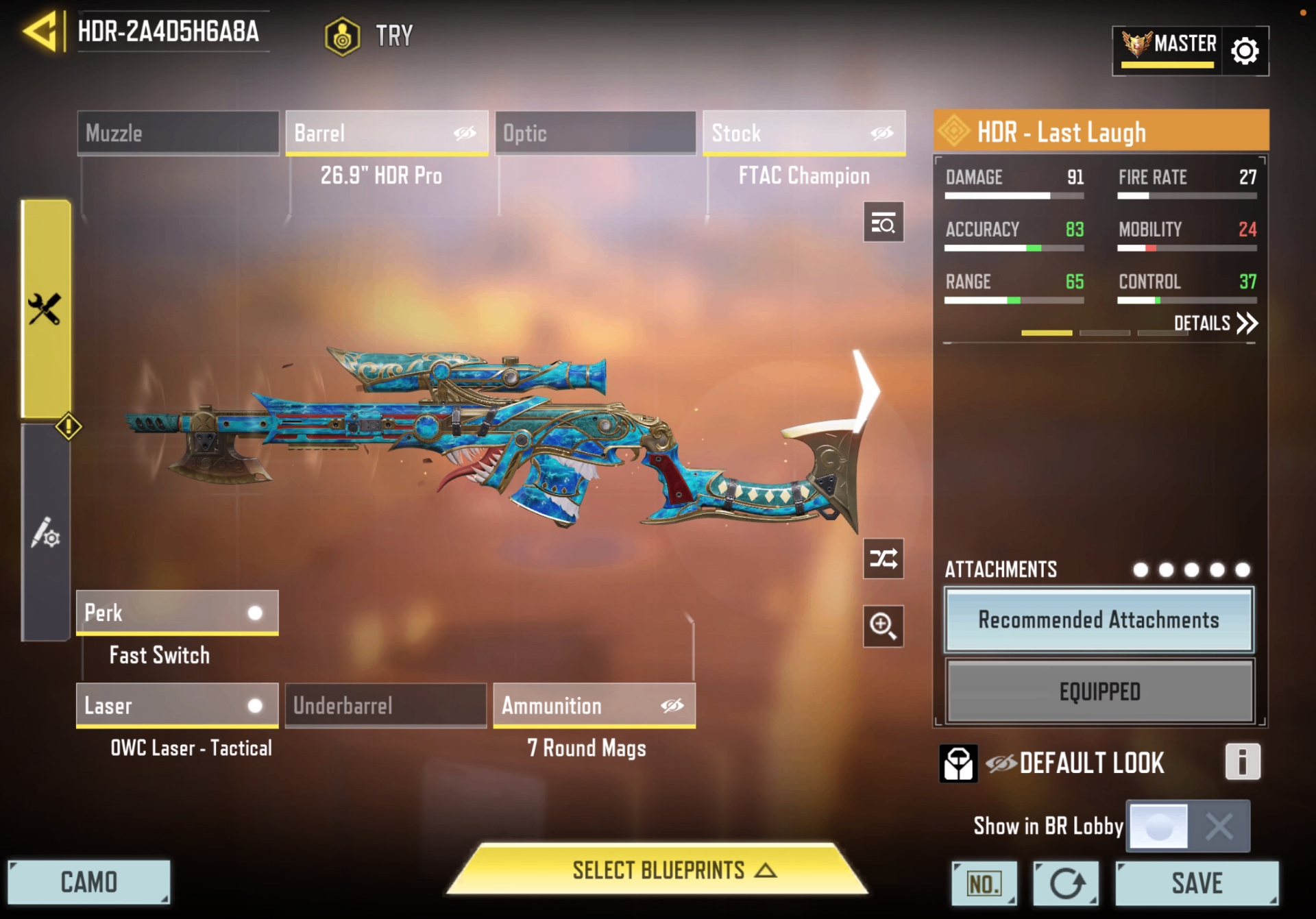 HDR — Last Laugh gunsmith loadout screenshot in Call of Duty Mobile