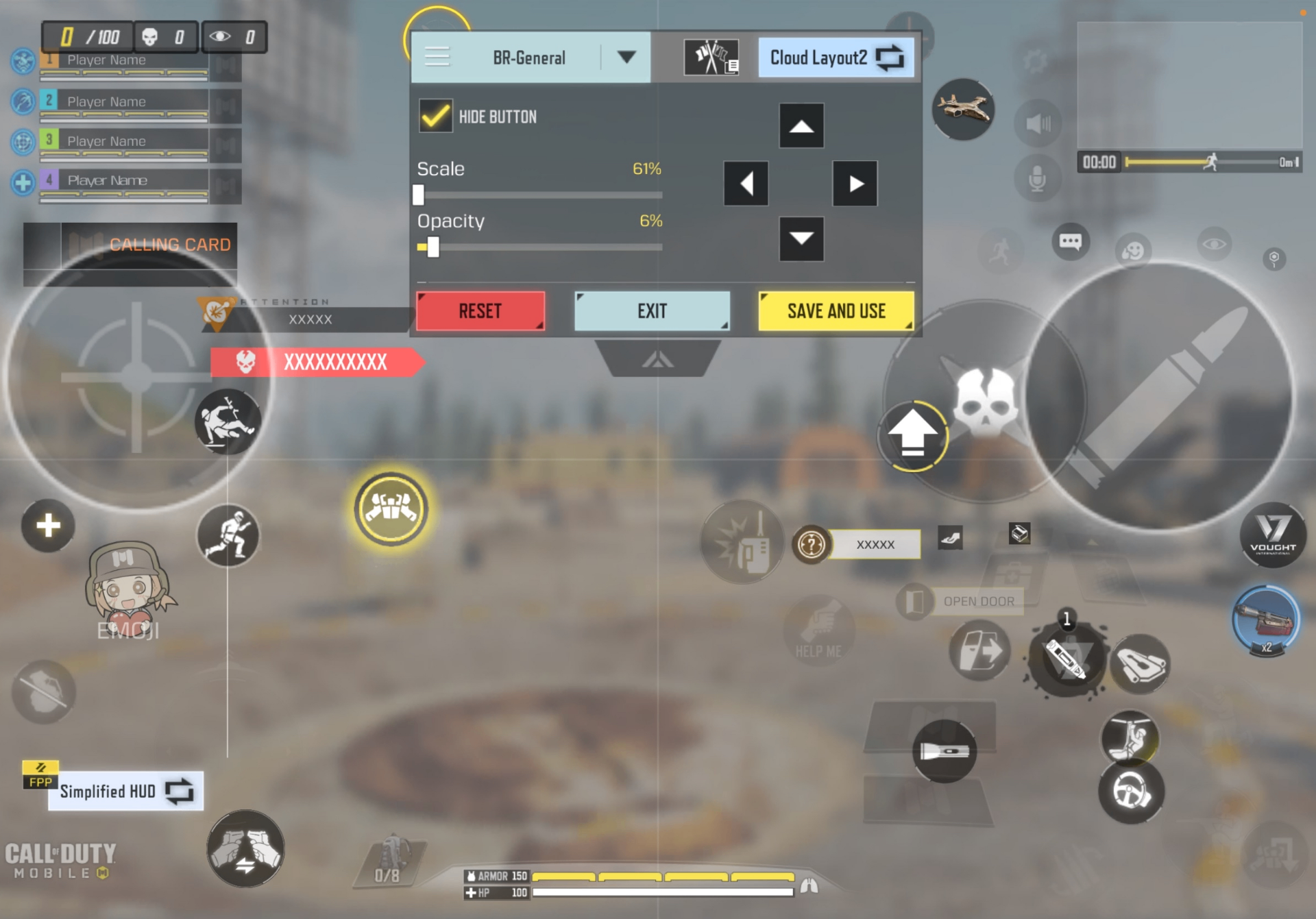 In-game HUD layout screenshot from Call of Duty Mobile Battle Royale