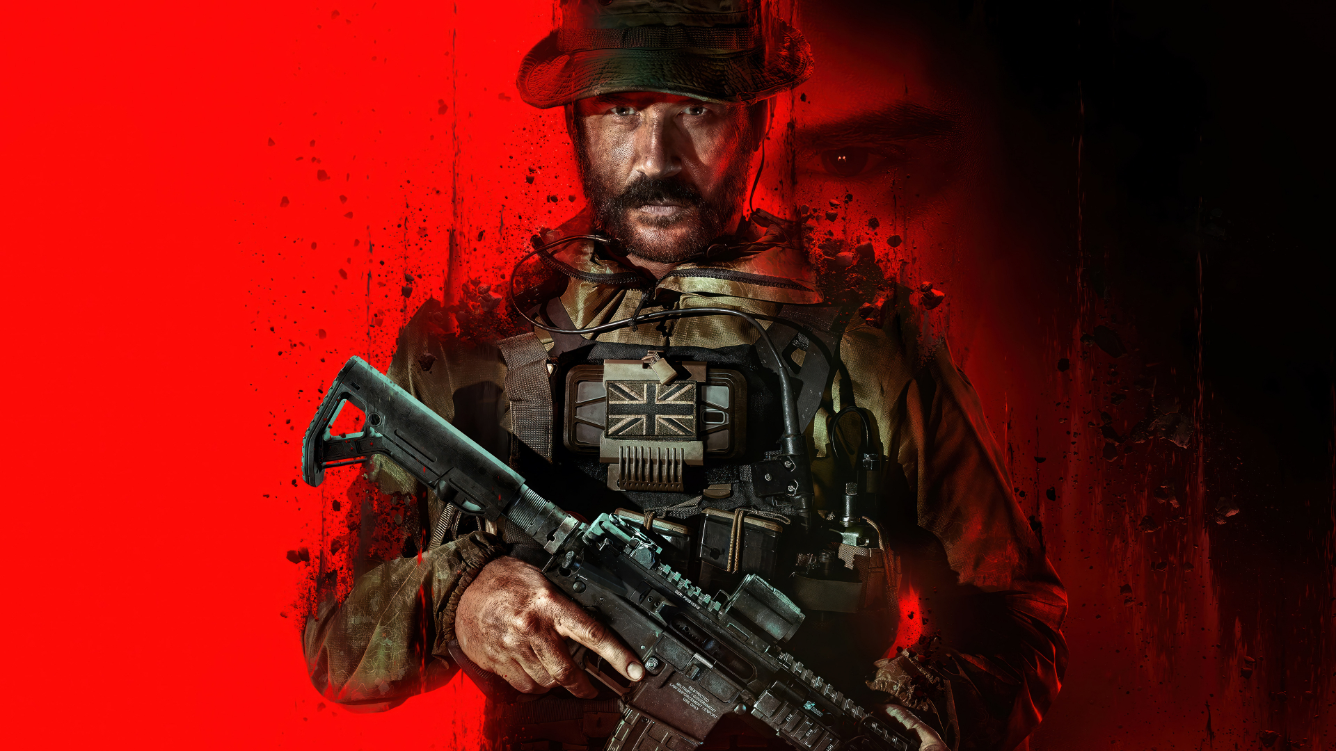 Captain Price in tactical gear against a red Call of Duty backdrop